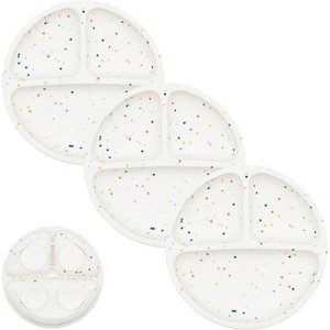 WeeSprout Suction Plates for Babies & Toddlers | 100% Silicone | Plates Stay Put with Suction Feature | Divided Design | 3 Pack - 1 of 4