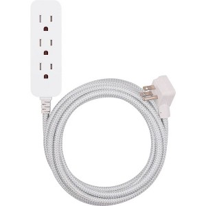 Cordinate 3 Outlet Grounded Extension Cord 15' Gray/White - 1 of 4