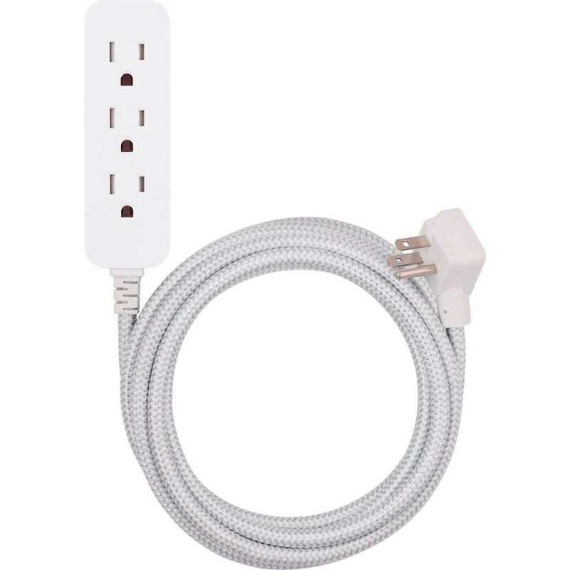 Cordinate 3 Outlet Grounded Extension Cord 15&#39; Gray/White, 1 of 9