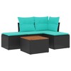 5 Piece Patio Sofa Set with Cushions  Poly Rattan vidaXL - 2 of 3