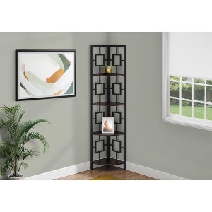 Kumasinova 60"/62" 4-Tier Corner Bookshelf,Black Metal Bookcase with Transitional Square Design/X-Design,Modern Book Shelves for Bedroom,Office - 1 of 4