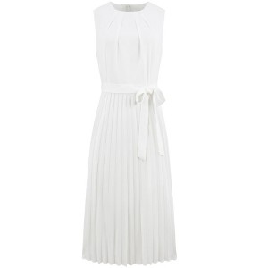 INSPIRE CHIC Women's Sleeveless Pleated Tie Waist Casual Office A-Line Dresses - 1 of 4