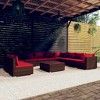 vidaXL 11-Piece Outdoor Patio Lounge Set in Brown Poly Rattan with Cushions - Modern, Weather-Resistant, Modular Design, Easy-to-Clean - 2 of 4