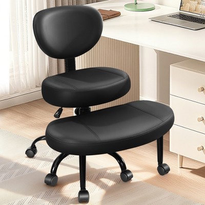 Cross Legged Office Chair with Wheels, Meditation Chair, ADHD Desk Chair for Adults, Adjustable Height Yoga Office Chair, Wide Criss Cross Chair