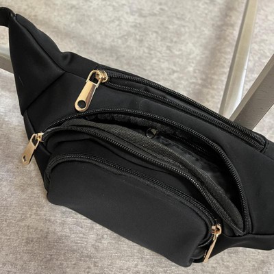 Super Jumbo Black Leather Waist Bag Fanny Pack #FPX3090K