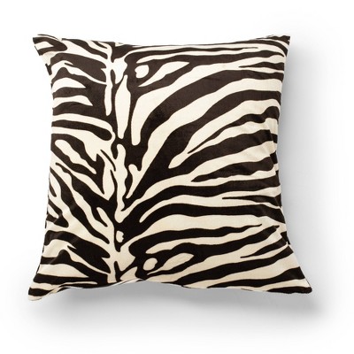 2pk 20"x20" Printed Velvet Zebra Decorative Throw Pillow Brown/Natural - SureFit