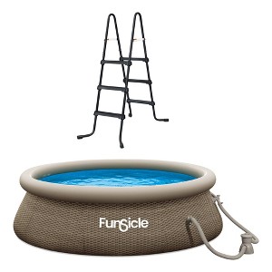 Funsicle SureStep 36 Inch 3 Stair Plastic Lightweight Above Ground Pool Ladder with QuickSet 10' x 30" Durable Ring Top Above Ground Swimming Pool - 1 of 4