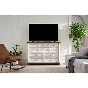 NicBex Dresser with Drawer,Storage Cabinet with Wood Base,Chest of Drawers with Riser Trim,Wood Dressers for Bedroom,Living Room Furniture,Walnut - 1 of 4