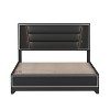 TiramisuBest Queen Size PU Upholstered Bed, Headboard with LED Light Strips and Sparkling Shiny Decoration, No Box Spring Required, Black - 3 of 4