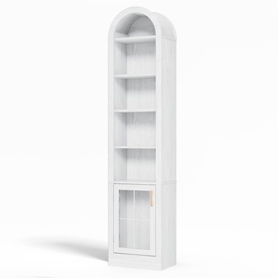 FONTOI Slim Arched Shaped Storage Cabinet with 6 Shelves, Arched Bookcase with Storage Space for Home