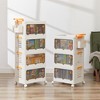 VECELO 3/4 Tier Stackable Storage Bins with Lid and Wheels  Collapsible Plastic Closet Storage Cabinet Home Organizer Beige - 4 of 4