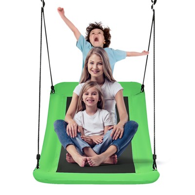 Infans 32" x 60" Large Tree Swing, Outdoor Swing Made of Oxford Fabric & PP Cloth & Steel Green
