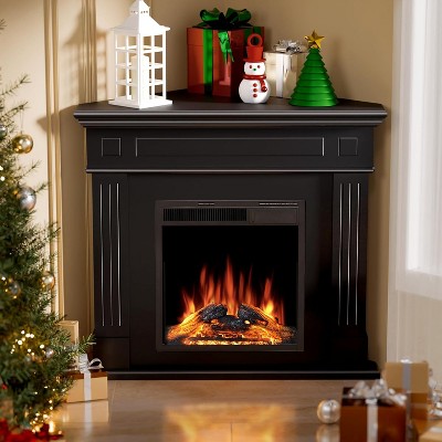 ZAFRO Corner Electric Fireplace with Mantel, TV Stand Electric Fireplace Heater for Living Room, Bedroom, Black