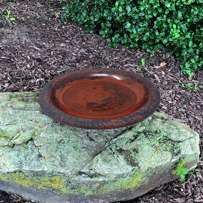 Red and Charcoal Fiber Clay Birdbath Bowl