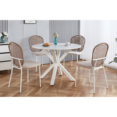 Maliang 5pieces dining set, 1 Table and 4 Chairs, for 4-6 people, White
