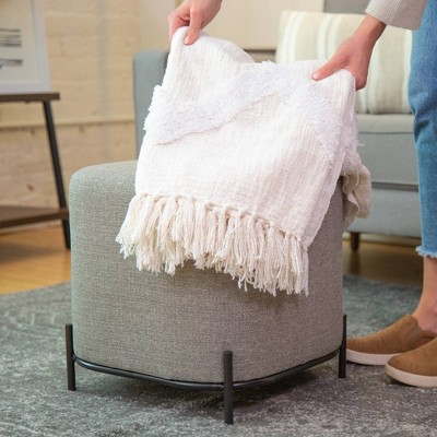 17" Modern Square Ottoman with Metal Base - WOVENBYRD