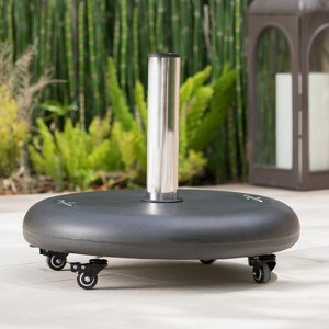 Gulches Wheelie Umbrella Base - Round Heavy-Duty Portable Stand for Patio, Garden, and Beach Umbrellas,Black - 1 of 4