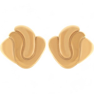 Anna-Kaci Women's Gold Tone Sculptural Swirl Stud Earrings Bold Modern Chic Design- Gold - 1 of 4