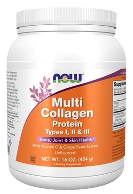 Multi Collagen Protein Powder Types I, II & II by Now Foods  -  16 oz Powder