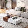 NicBex Modern Rectangiular Marble Coffee Table with Storage Spaces,Two-Tone Wood End Table,Center Table for Living Room - 3 of 4