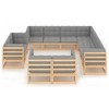 vidaXL Patio Furniture Set 11 Piece Outdoor Sectional Sofa Set Solid Wood Pine - Natural With Cushions - 3 of 4