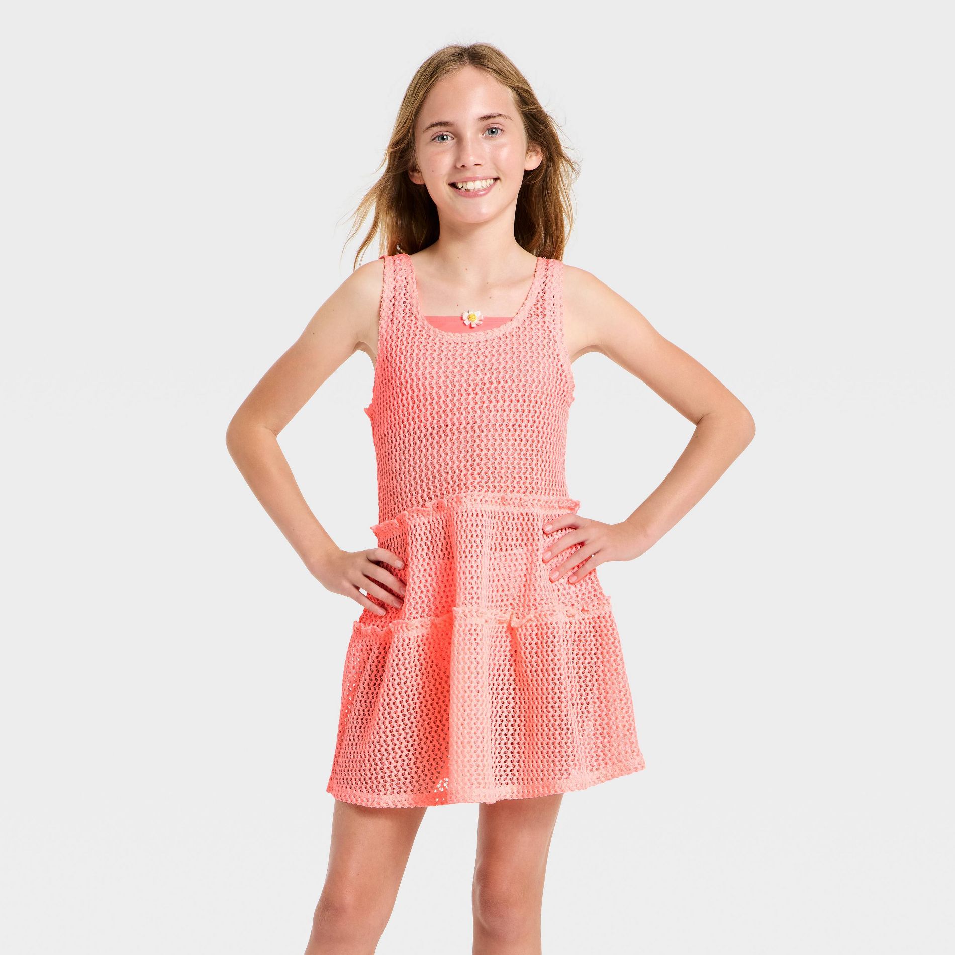 Girls' Top Tier Crochet Cover-Up Dress - Cat & Jack™