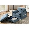 Single Chaise Lounge Sofa with Storage Ottoman, Sofa with Charging Port and Side Pockets, Chenille Fabric Sofa with Cushion-Coolbibila - 3 of 4
