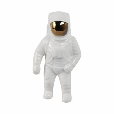 Sagebrook Home 11" Ceramic Astronaut Sculpture Contemporary Modern Metallic Statuette Table Decor