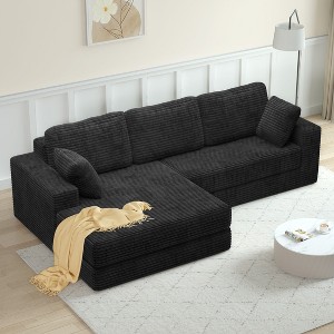 NicBex Couches for Living Room L shape Modular Sectional Sofa Left Sofa Seat Corduroy Upholstered Compressed Sofa Couch Unfold Into a Bed - 1 of 4