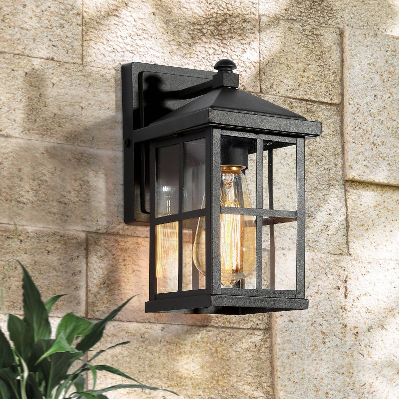 10&#34; Metal/Glass Square Outdoor Wall Light Matte Black - LNC, 2 of 10