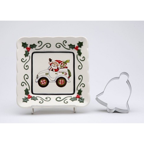 Kevins Gift Shoppe Ceramic Santa With Car Plate And Bell Cookie Cutter ...