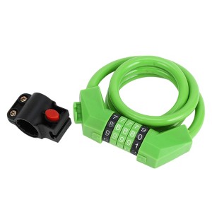 Unique Bargains Extended Bicycle Padlock Cable Lock Resettable 5 Digit Bike Lock Green 51.18" 1 Set - 1 of 4