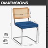COWLOWN Navy Blue 2 Piece Mid - Century Rattan Dining Chairs, Metal Legs, Armless Cane Back Design, Upholstered for Dining Room and Kitchen Use - 2 of 4