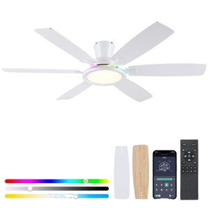 52 Inch Modern Ceiling Fan,Flush Mount Ceiling Fan  with Light.for Living Room,Bedroom - 1 of 4