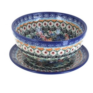 Blue Rose Polish Pottery 454-195 Vena Berry Bowl with Saucer - 1 of 2