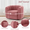 SKRAN Swivel Accent Barrel Chair, Modern Round Armchairs with Upholstered, Comfy Swivel Accent Chair for Living Room, Pink Teddy - 2 of 4