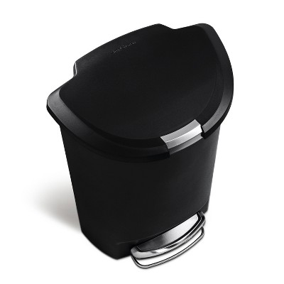 Black Plastic Semi-Round Step Trash Can with Steel Pedal