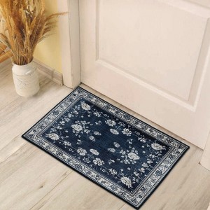 Maxax Non-Slip Machine Washable Blue Cream Area Rug For Living Room, Hallway Runner, Entryway Rug - 1 of 4