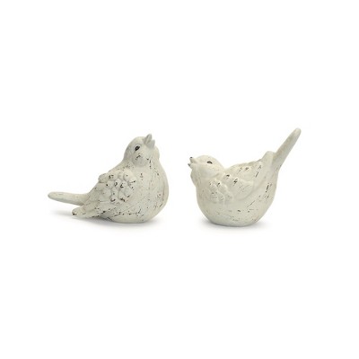 Set of 4 Beige and Brown Ceramic Bird Figurines