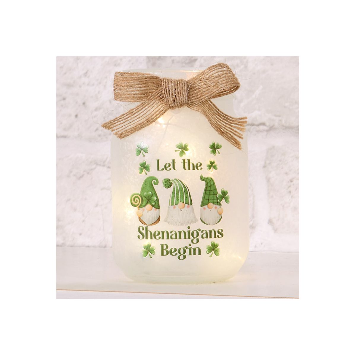 The Lakeside Collection St Patrick's or Valentine's Fairy Light Mason Jar - - thumbnail 5