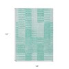 Teal Blue Aqua And Ivory Striped Washable Indoor Outdoor Area Rug - 3 of 4