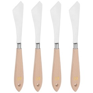 Unique Bargains Stainless Steel Wood Handle Flexible Polished Painting Mixing Knife 4 Pcs - 1 of 4