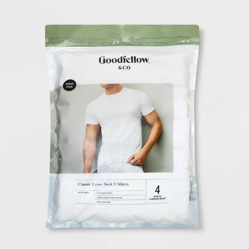 Men's 4+1 Bonus Pack Short Sleeve Crewneck Undershirt - Goodfellow & Co™ White, 3 of 4
