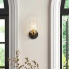 Dewdrop Industrial Matte Black Wall Light with Brass Finish and Clear Glass Shade for Bedroom Bathroom - 4 of 4