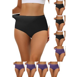 INSPIRE CHIC Women's Elastic High-Waisted Unlined Breathable No-Show Hipster Underwear 9 Packs - 1 of 4