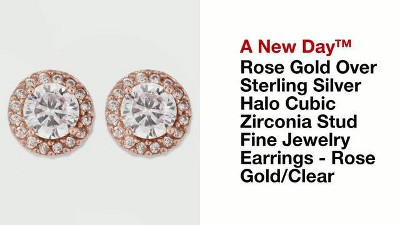 Women's Sterling Silver Cubic Zirconia Stud Earrings - A New Day™ Silver/clear  : Target