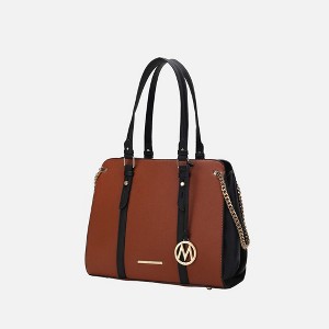 MKF Collection Amy Color Block Vegan Leather Women’s Tote Bag by Mia K - Cognac - 1 of 4