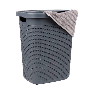 Mind Reader Laundry Basket with Cutout Handles, 50 Liter Hamper