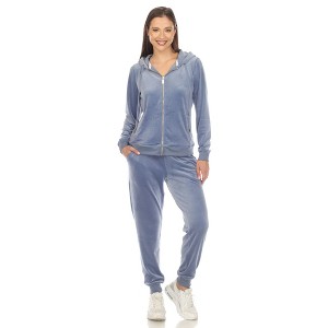 Women's 2 Piece Velour Tracksuit Set - White Mark - 1 of 4