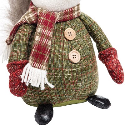 Festive Winter Raccoon Figurine with Green Coat